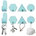 Produktbild Besylo Geometrischer Wandhaken, 8pcs Premium Edelstahl Klebehaken, Selbstklebende Haken, Wandhaken selbstklebend, Handtuchhaken, Kleiderhaken, Wasserdicht ohne Bohren, für Decke Bad Küche((Blau)