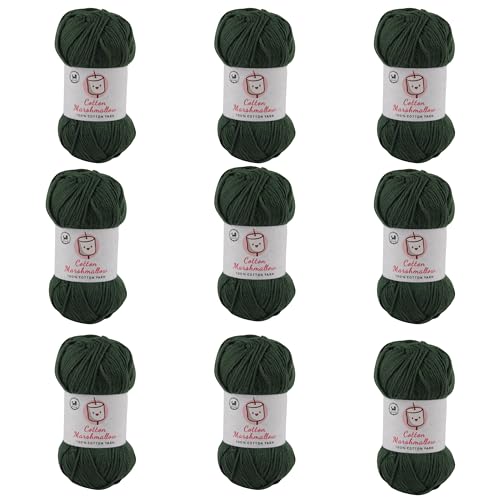 Image of NESTNHAVEN Cotton Marshmallow 100% Cotton Yarn - (50 g, 130 m) - Luxury Yarn for Crochet, Amigurumi, Embroidery, Toys, Garments, Flowers and Hobby Projects (Deep Green) |