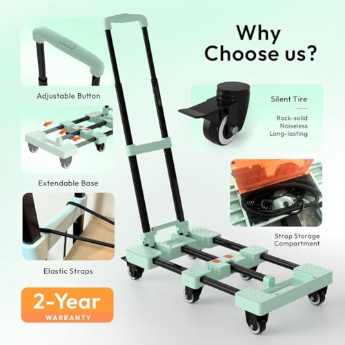 Carretilla plegable resistente con 4 ruedas y cuerdas elásticas miniatura 2