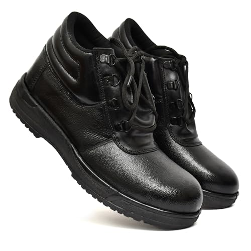 Trishakti Creations Men's Black Real Leather Steel Toe Light...