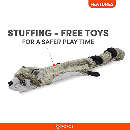 Image of BarkButler x Fofos Skinneez Stuffing Free Raccoon - Soft & Squeaky Toys for Dogs, Dog Toys for Large Dogs (5-30kgs) - Grey
