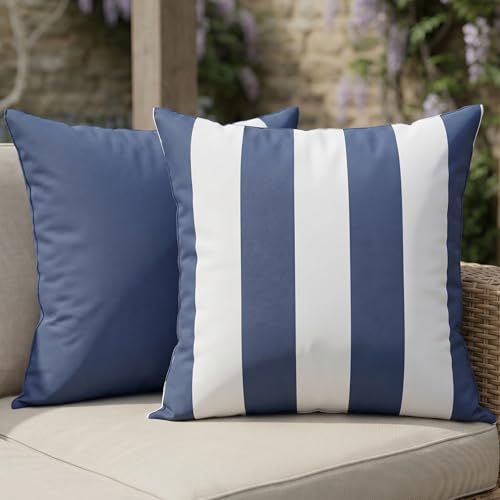 ZICOTO Decorative Outdoor Pillows Set of 2 - Waterproof 18x18 Throw Pillow Covers for Porch and Patio Furniture Decor - Durable Weather Resistant Cushions for Garden Balcony or Backyard Seating