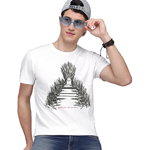 Image of Free Authority House of Dragon Printed Regular Fit White Cotton Men's T-Shirt