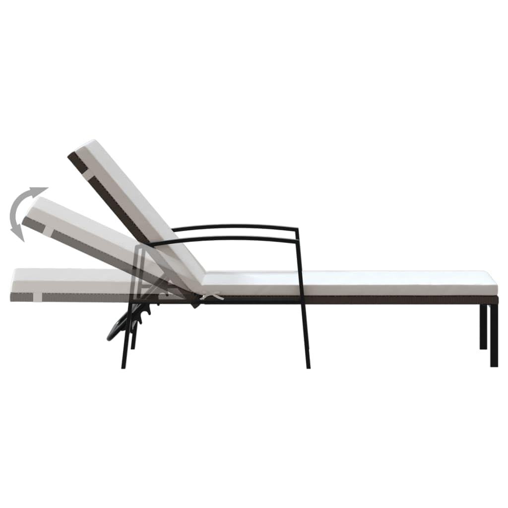 vidaXL Lettini Prendisole 2 pz con Tavolo in Polyrattan Marrone