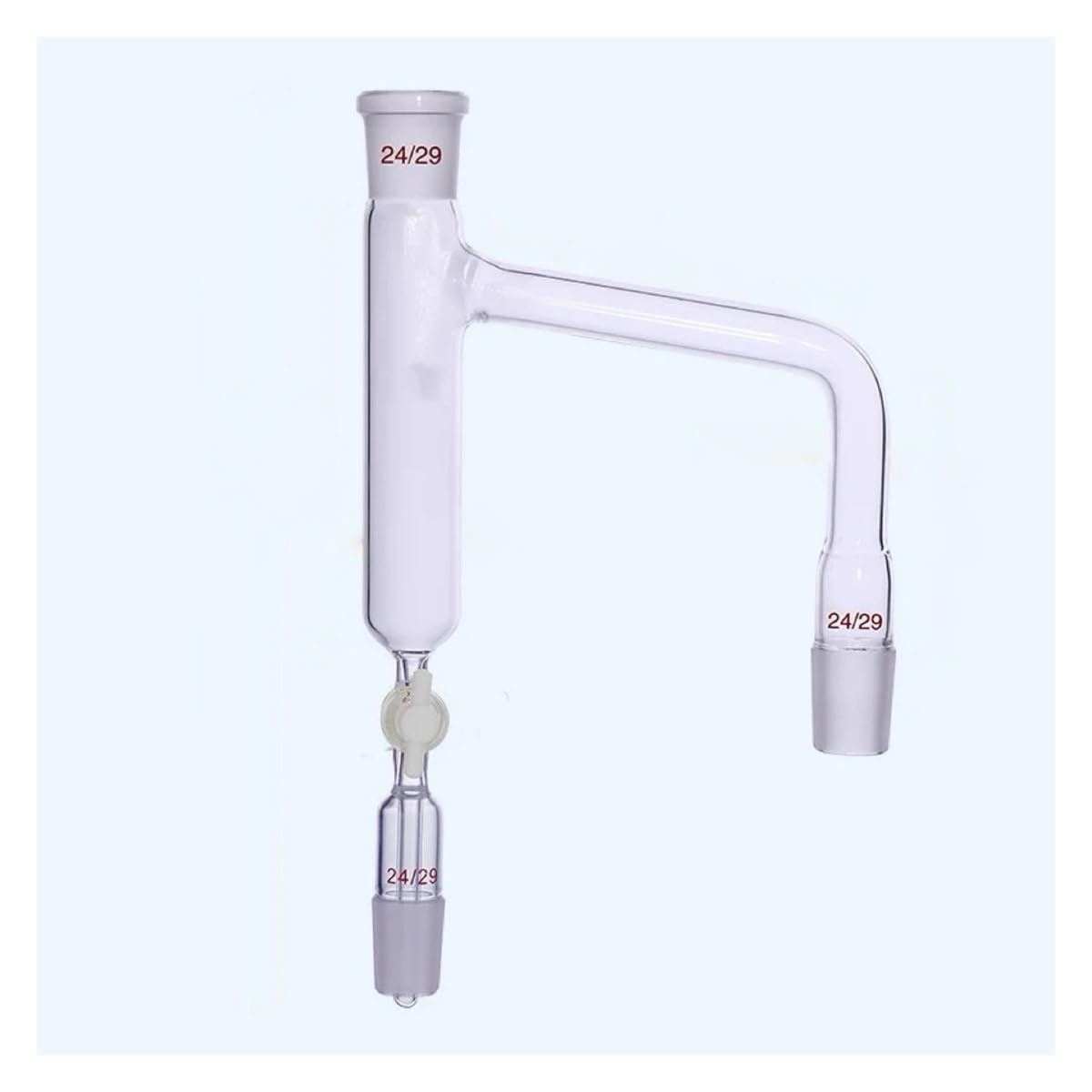 Sprzęt do przyrządów laboratoryjnych 24/29 X3 adapter do destylacji szklany/PTFE tłokowy zawór szklany separator (A-24X24X24(PTFE))