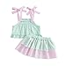 Toddler Girl Seersucker Stripe Summer Outfit Kid Infant Baby 2Pcs Swimsuit Tie Up Cami and Ruffle Skorts Set Beachwear (Green, 2-3 Years)