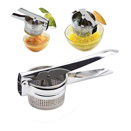 ThreeH Potato Ricer and Masher Stainless Steel Fruit and Vegetables Press Strainer Meshed Side and Bottom Detachable Inner Cup 420ml