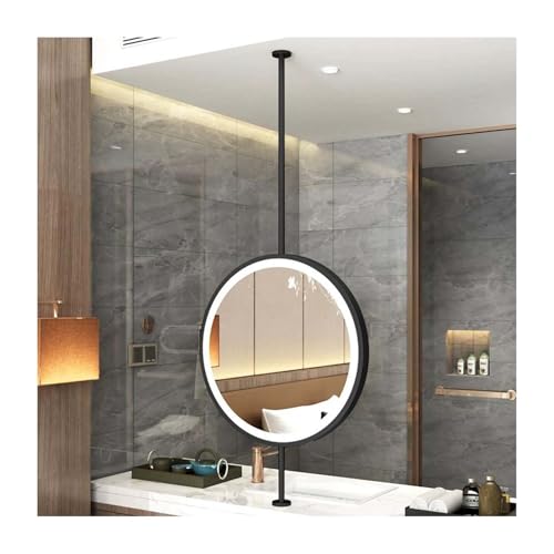 XTGDIEM Espejo De Baño Redondo, Espejo Colgante De Techo, Espejo con Iluminación LED, Espejo De Baño De Hotel, Iluminación Ajustable For Entrada, Guardarropa Y Decoración del Hogar(2,60cm)