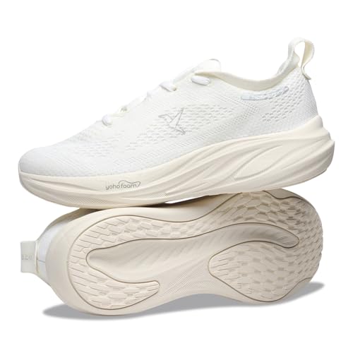 YOHO ZeroHour AeroWeave™ Sports Shoes with Laces for Men|Running,Jogging, Athletic & Gym |Cushioned Insoles,Breathable Upper & Phylon Sole for Shock Absorption Sneakers for Man | Artic White -UK 8