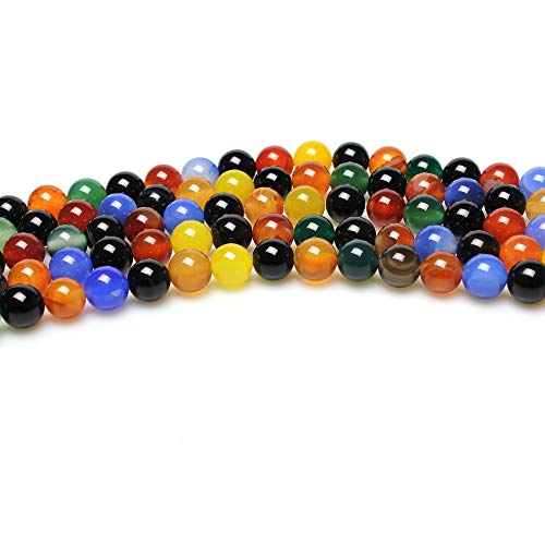 MJDCB Natural Round Stone Beads 10mm Multicolored Agate Loose Gemstone Beads for Jewelry Making Bracelet Necklace 35pcs - Image 4