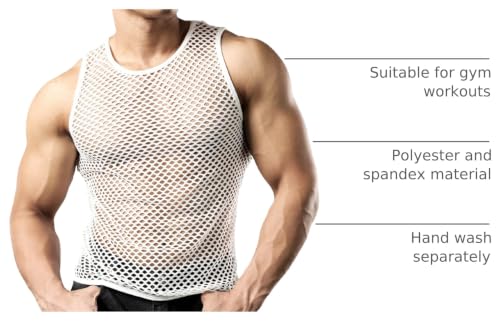 Image of JOGAL Men's Mesh Fishnet Fitted Sleeveless Muscle Top
