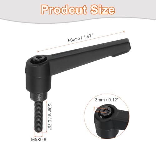 Image of uxcell 4Pcs M5 x 20mm Adjustable Knobs Handle Male Thread Push Button Ratchet Quick Release Locking Rotating Bolt for Lathe Machinery, Black