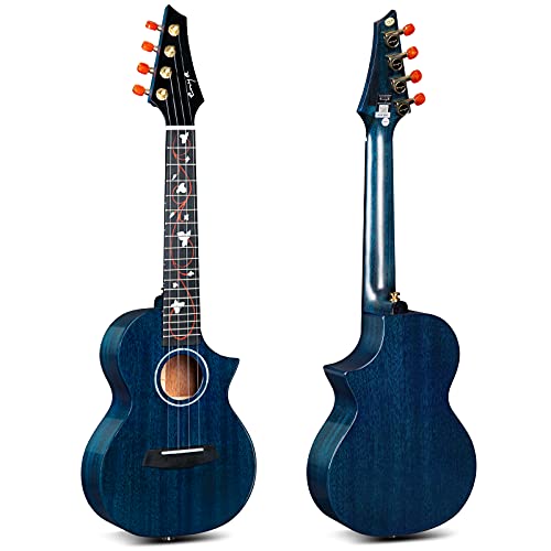 Enya EUC-M6 Bleu Cutaway Concert Ukulélé 23 Pouces All Acajou Massif avec Enya Cordes Belle Inlay et Finition Brillante - Les Beatles, Paul McCartney, John Lennon, RIngo Starr, George Harrison Enya EUC-M6 Bleu Cutaway Concert Ukulélé 23 Pouces All Acajou Massif avec Enya Cordes Belle Inlay et Finition Brillante – Image 3