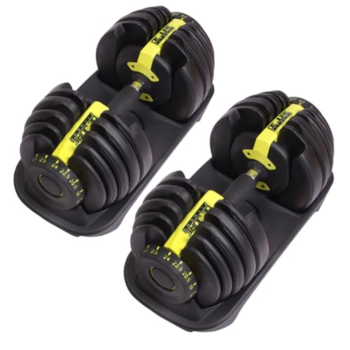 ABB INITIO GYM (A De Jure Fitness Brand) Adjustable Dumbbell, Easily adjust weights from 2.5kg to 24kg, Suitable for both men and women (24 Kgs (Set of 2))