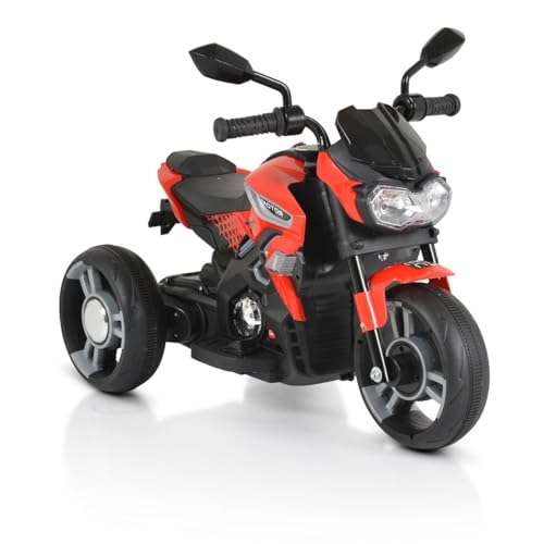 Moni Kinder Elektromotorrad Colombo Scheinwerfer, Zwei Motoren, MP3, bis 7 km/h, Farbe:rot – Bild 4