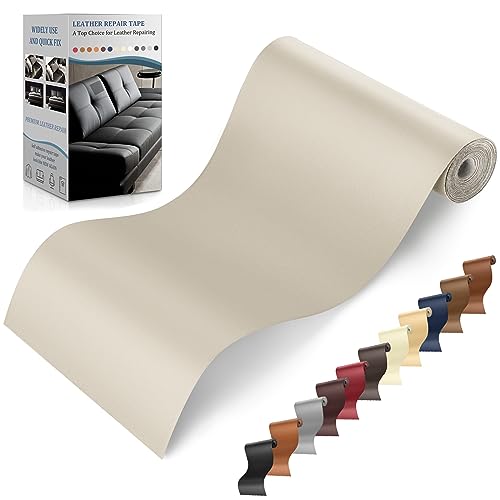 YAFLC Self Adhesive Leather Repair Tape Kit, 4"x 63" Leather Repair Patch for Furniture, Leather Repair Patch for Car seat, Sofas, Couch, Boat Seat Apricot