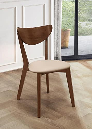 Coaster Home Furnishings 103062 Kersey Mid Century Modern Set Of 2 Wood Dining Side Chairs Curved Back Padded Tan Faux Leather Polyurethane Upholstered Seat Cushion Chestnut Brown 103062 thumb #1
