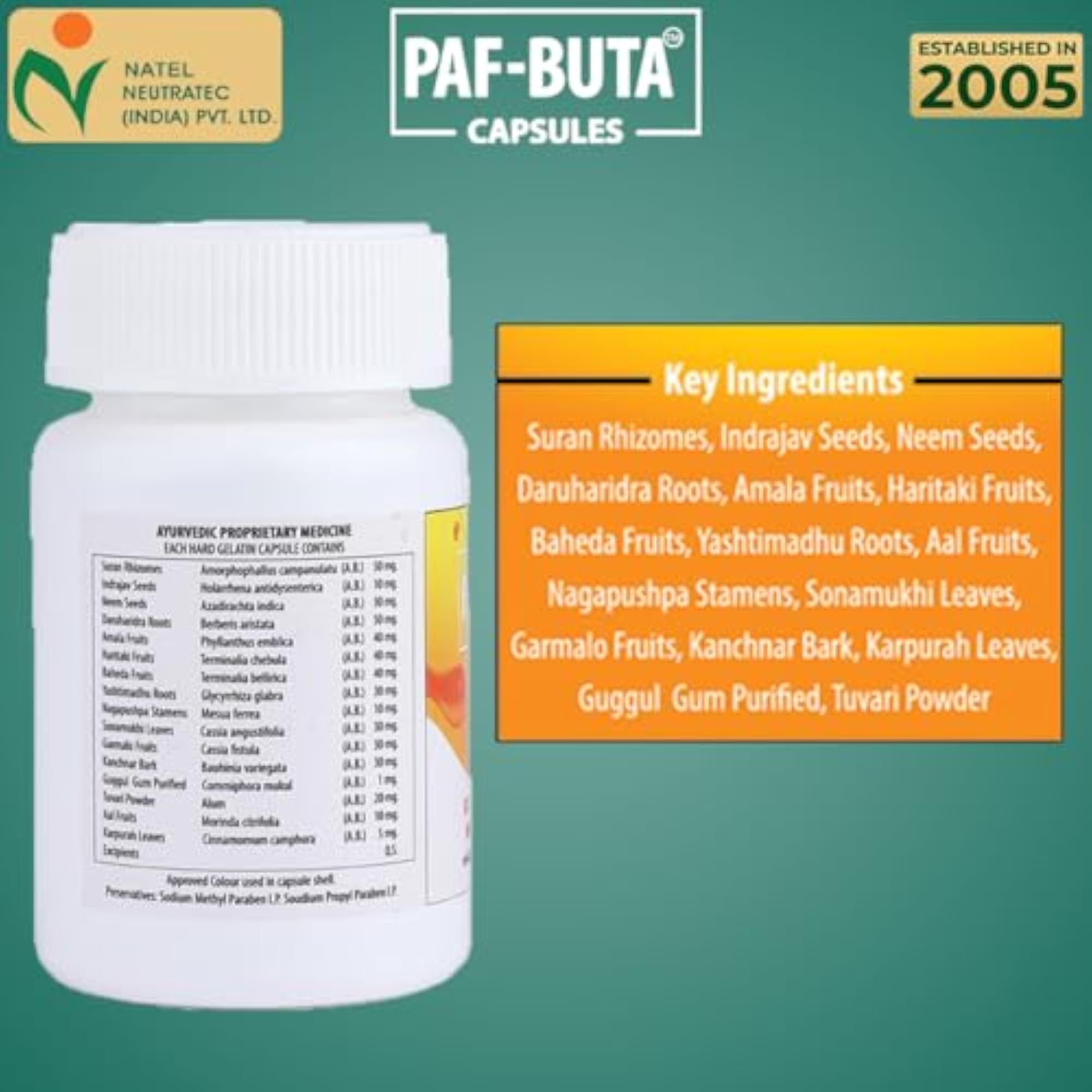Paf-Buta Ayurvedic Capsules for Health Support