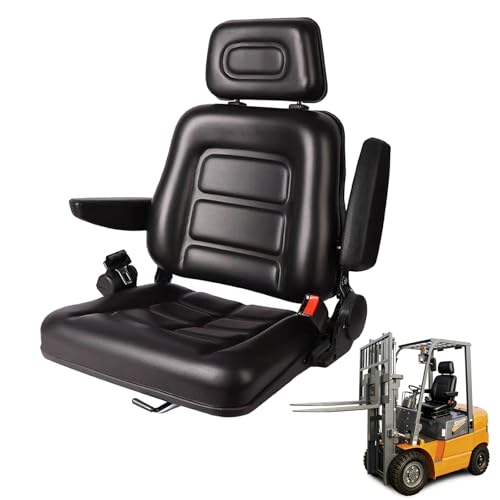 Asiento universal para carretilla elevadora con reposabrazos trasero de ángulo ajustable, asientos plegables para tractores, cargador deslizante