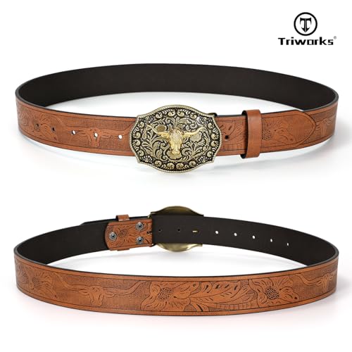 Western PU Leather Belt for Men and Women Cowboy Cowgirl Belt Western Embossed Leather Belt3