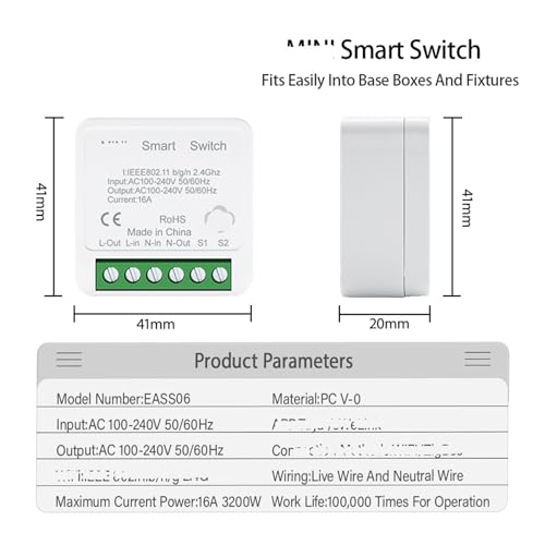 Module de disjoncteur intelligent 16A contre les oublis avec commande vocale Controller-E-Z-H