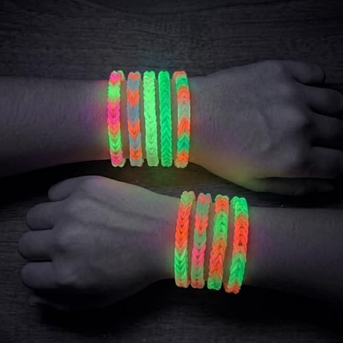 Image of Imagimake Rainbow Loom Glow in the Dark Kit | Bracelet Making kit with 450+ Bands & Clips | Auto Loom Tool |DIY Art & Craft Kit |Travel Toys | Creative Gift for Girls Age 7+