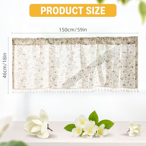 Image of HASTHIP Printed Half Window Kitchen Curtain, Semi Valance for Home Decor
