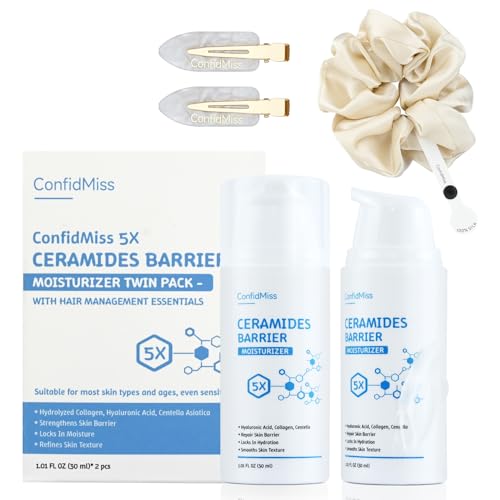 Moisturiser Face Care Cream For Mens & Women, Day & Night Moisturizer, Skin Barrier Repair Moisturisers With Ceramide, Collagen, Hyaluronic Acid & Centella, For Dry Sensitive Skin (2 pcs)