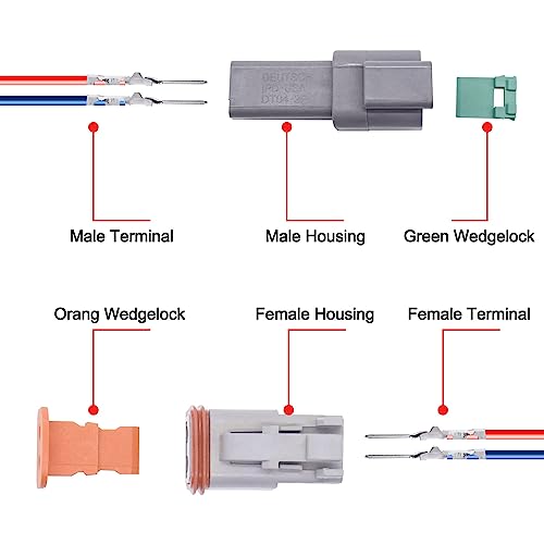 HISports DT Connector Kit 3 Pin Way Sealed Male and Female Auto Waterproof Electrical Wire Connector Plug DT Electrical Wire Connector Plug for Motorcycle Truck - Image 4