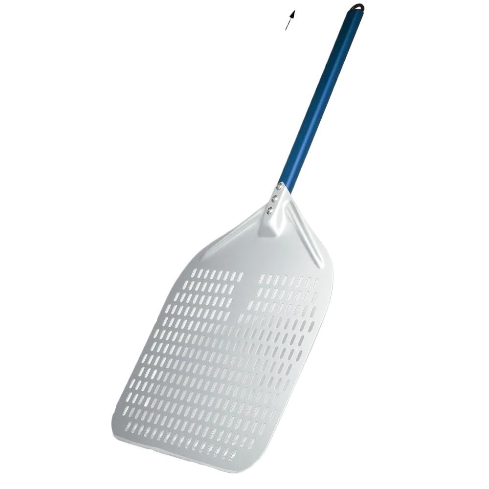 WANGSHAOWEI Pizza ​Paddle 14/13/12 Inch Perforated Pizza Shovel Retangular Paddle Multiple Color Handle Peel(13inch 75cm Blue)