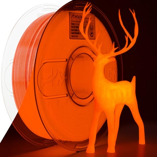Image of AMOLEN 3D PLA Printer Filament, 1.75mm Glow in The Dark Orange PLA Filament for 3D Printing, Best with UV Lamps, 1kg Spool (2.2lbs), Dimensional Accuracy + /- 0.02 mm, Fit Most FDM 3D Printers