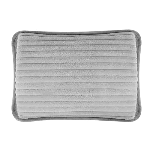 LEIVESTE - Bolsa de agua caliente eléctrica de terciopelo, calentador eléctrico recargable suave para manos y cuerpo – Boule de agua caliente para dolores menstruales, invierno y relajación (gris)