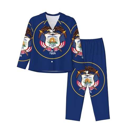 Pyjama imprimé drapeau de l'Utah pour femmes vêtement de nuit tendance EdWal