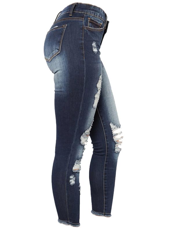 Andongnywell Women's Stretchy Ripped Hole Skinny Jeans Butt Lifting Distressed Denim Pants with Pockets Trousers4