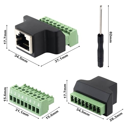 Adaptador terminal de tornillo RJ45 2 unidades miniatura 6