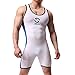 WMIERFI Ice Silk Men's Athletic Supporters Sport Swim Bodysuit Slim Fit Wrestling Singlets Leotard Underwear Jumpsuits White Medium