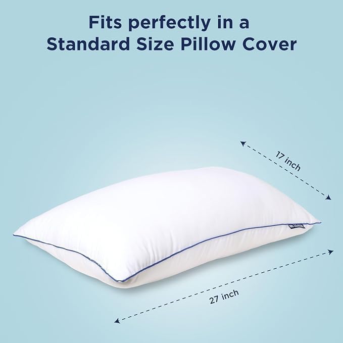 Image of The Sleep Company Smart Plush Pillow | Super Soft | 100% Virgin Microfiber Filling | Hypoallergenic |White, Pack of 2