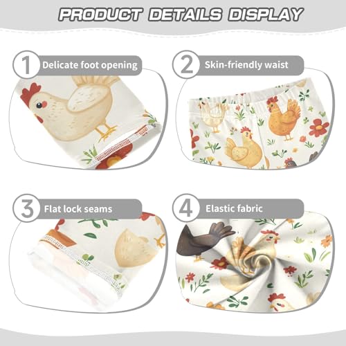 ZZKKO Girls Leggings Cute Cartoon Chicken and Hen Toddler Girls Clothes Leggings for Girls Toddler Girls Leggings 3-4T3