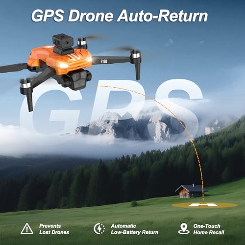 Image of F180 Drones with 4K Camera Adults 4.5 inch LCD RC Screen, Follow Me Professional Drone GPS Auto Return Home, 5GHz FPV Real-Time RC Quadcopter Dron for Beginner, SD Card, Long Flight Time Under 249g | drone with camera