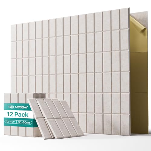 Soundsbay Paneles acústicos autoadhesivos de 120 x 90 x 0,9 cm, paneles acústicos de poliéster para aislamiento acústico