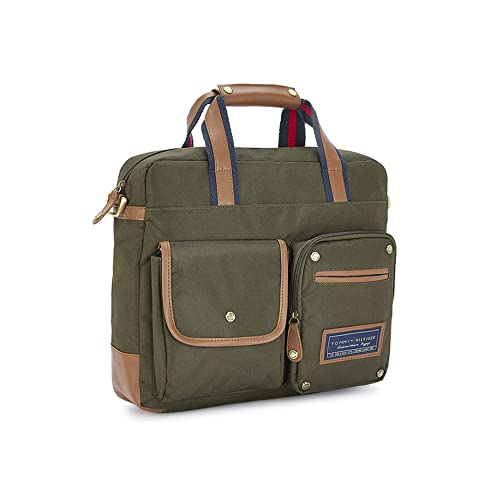 Image of Tommy Hilfiger Unisex-Adult Franklin Professional New Polyester 15 Inch Laptop Bag Business Case Olive (8903496164596)