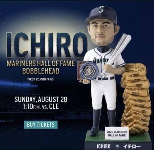 イチロー 2022 球場配布バブルヘッド8/28 マリナーズ殿堂入記念 首振り