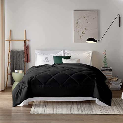 Image of Filbert - 400 GSM Microfiber Rajai Double Bed Comforter, Super Soft Heavy Double Bed Blanket for Winter Diamond Stitch (90 inch x 100 inch Inches /228cm x 254cm) - Comforter Double Bed|Black