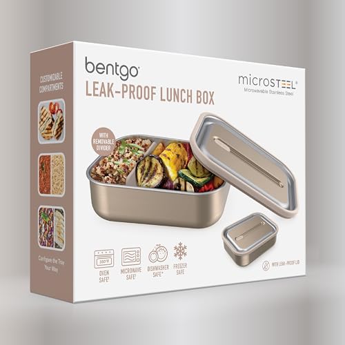 Image of Bentgo MicroSteel Leak-Proof Bento Lunch Box, Microwave & Oven-Safe