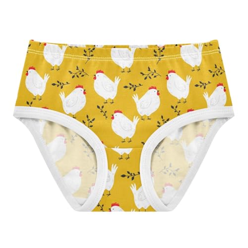 Joisal White Cartoon Chickens Yellow Girls Underwear Toddler 2t Cotton Cute Panties Girl Fancy Underpants Briefs