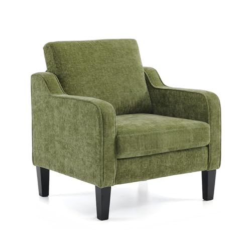 Bonnlo Sillón de Salón, Butaca Moderna para Sala de Estar, Sofá Individual con Cojín Grueso y Patas de Madera, Sillón Individual Cómodo, para Salón, Oficina y Dormitorio, Verde