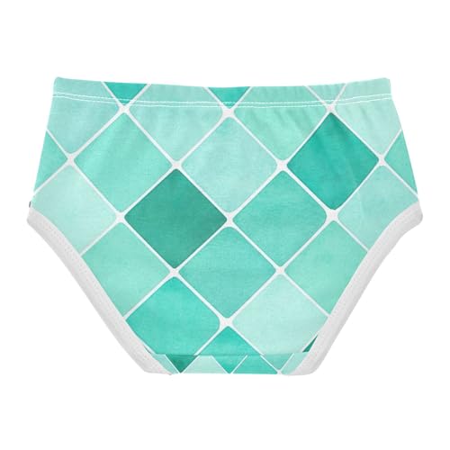 Turquoise Teal Tiles Texture Girl Underwear, Toddler Panties, Girls' Cotton Brief Underwear, 2–8 Years2