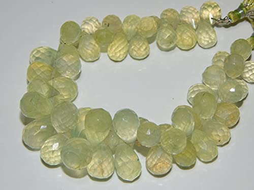 Perles préhnite en gouttes facettées régulières pour montage bijoux sans défaut