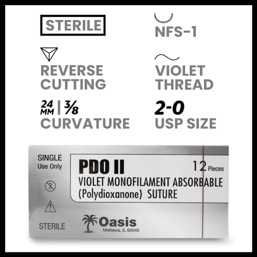 Oasis Vet PDO (Polydioxanone) Surgical Suture, 2-0, (FS-1) 3/8 24mm Reverse Cutting Needle, 75cm, 12/Box, Veterinary Use - Thumbnail 3