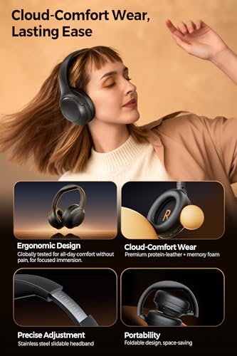 SoundPEATS Cove Pro Wireless Over-Ear Headphones w/ ANC & LDAC (Black) - image 5
